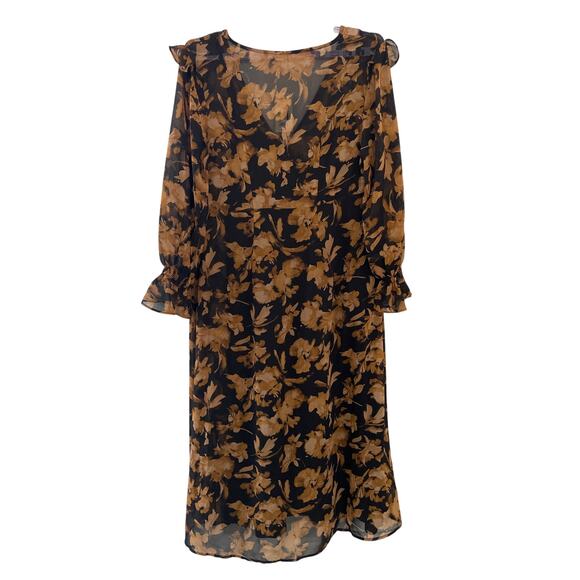 Long Sleeve Sheer Maxi Dress -A New Day - XXL New Black/Brown Floral - Picture 4 of 10